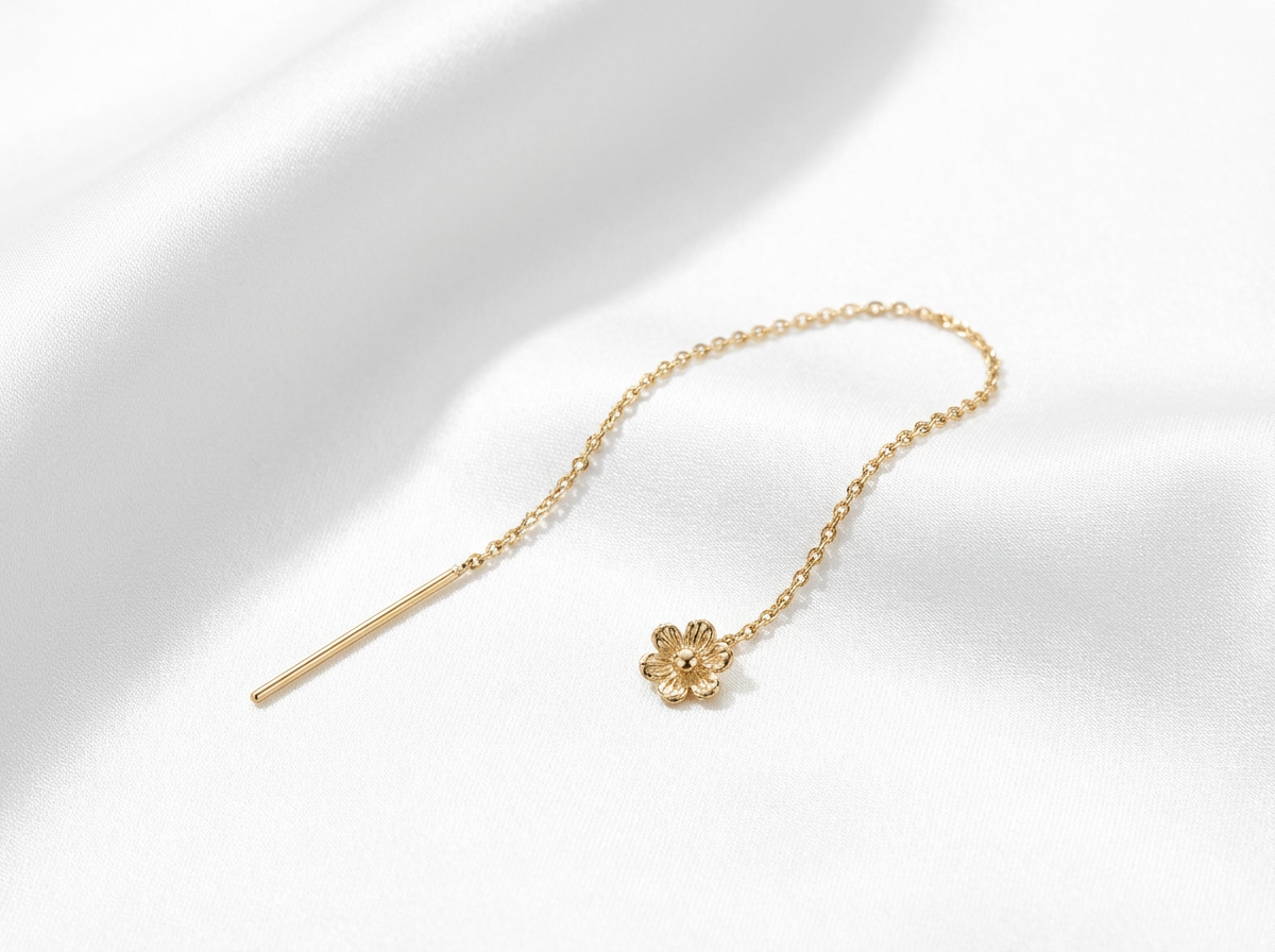 Delicate Flower Threader Earring