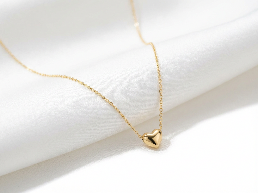 Tiny Puffed Heart Necklace