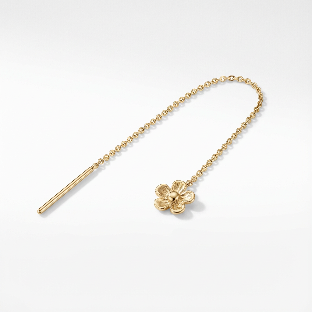 Delicate Flower Threader Earring