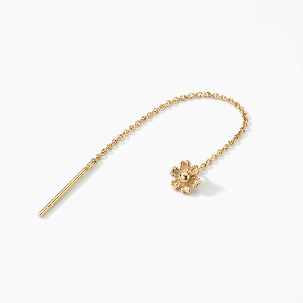 Delicate Flower Threader Earring
