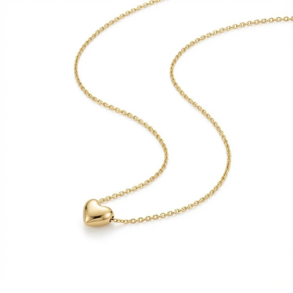 Tiny Puffed Heart Necklace