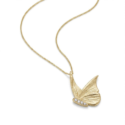 Delicate Butterfly Pendant Necklace with Diamonds